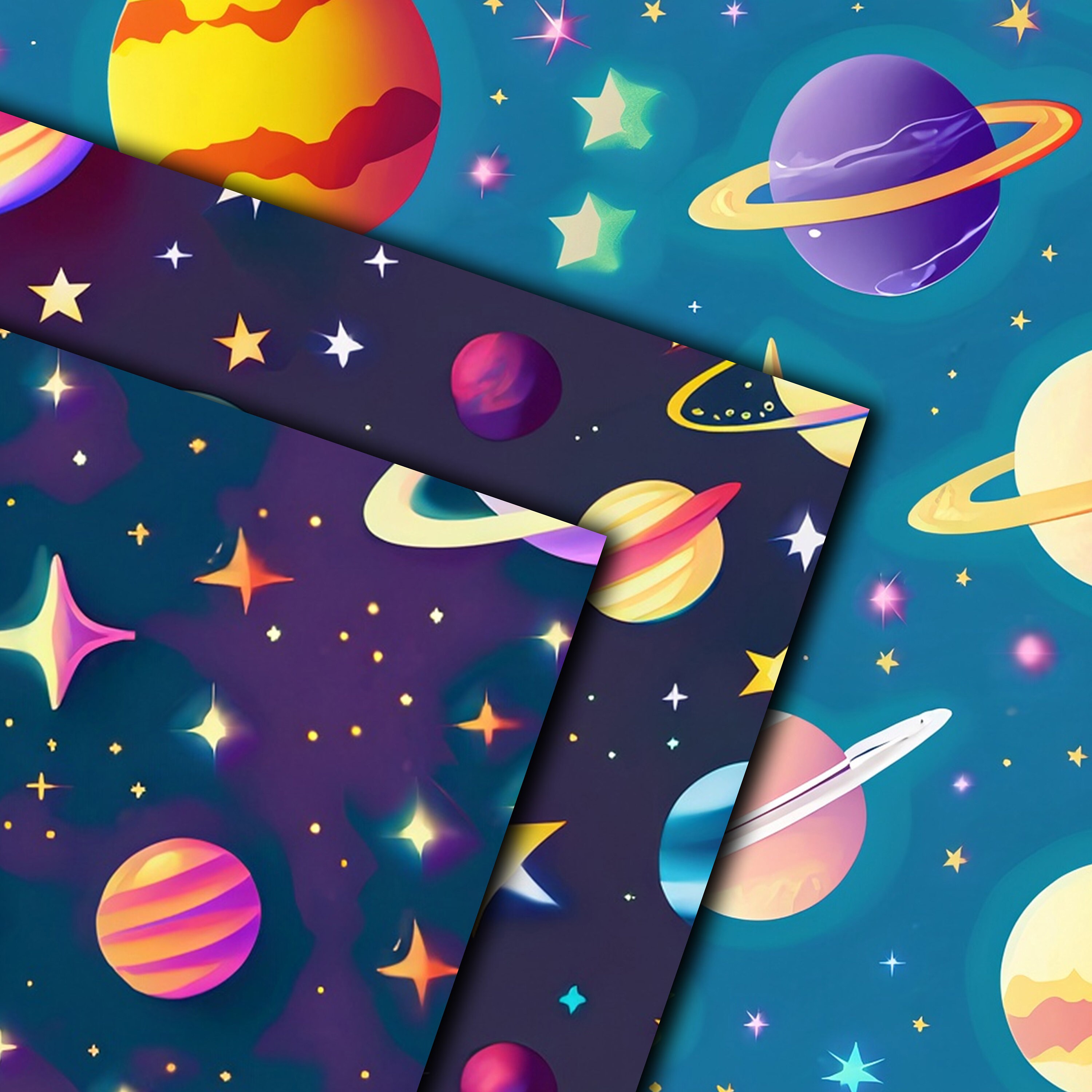 Fun Space Digital Paper - SEAMLESS - Outer Space Patterns - Cute Outer ...