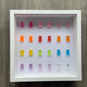 Resin Gummy Bear Wall Art, Rainbow, Wall Decor, Shadow Box