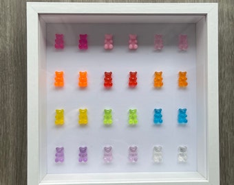 Resin Gummy Bear Wall Art, Rainbow, Wall Decor, Shadow Box