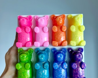 Glitter Rainbow Gummy Bear Resin Wall Hanging, 3D Pop Art