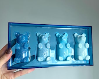 Gummy Bear Wall Acrylic Wall Art, 3D Blue Resin Bears