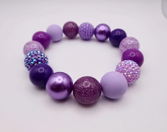 Purple Chunky Acrylic Beaded Dog Necklace Collar - Pet Jewelry, Pet Jewelry, Pearl Collar, Elastic Stretch, Personalized, Handmade
