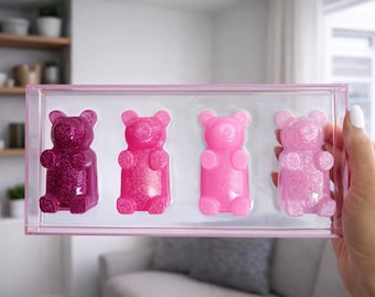 Gummy Bear Wall Acrylic Wall Art, 3D Pink Resin Bears