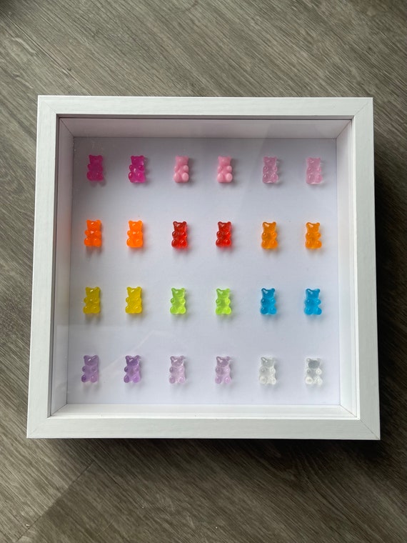 Resin Gummy Bear Wall Art, Rainbow, Wall Decor, Shadow Box