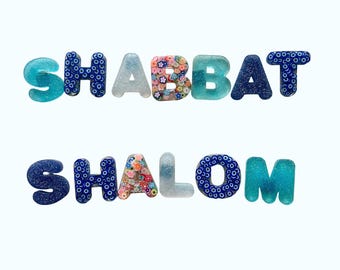 Handmade “Shabbat Shalom” Magnetic Letter Set - Judaica Gift