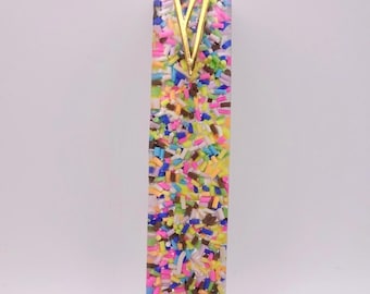 Sprinkle Mezuzah: Rainbow Epoxy Resin Judaica Gift, Handmade 5”