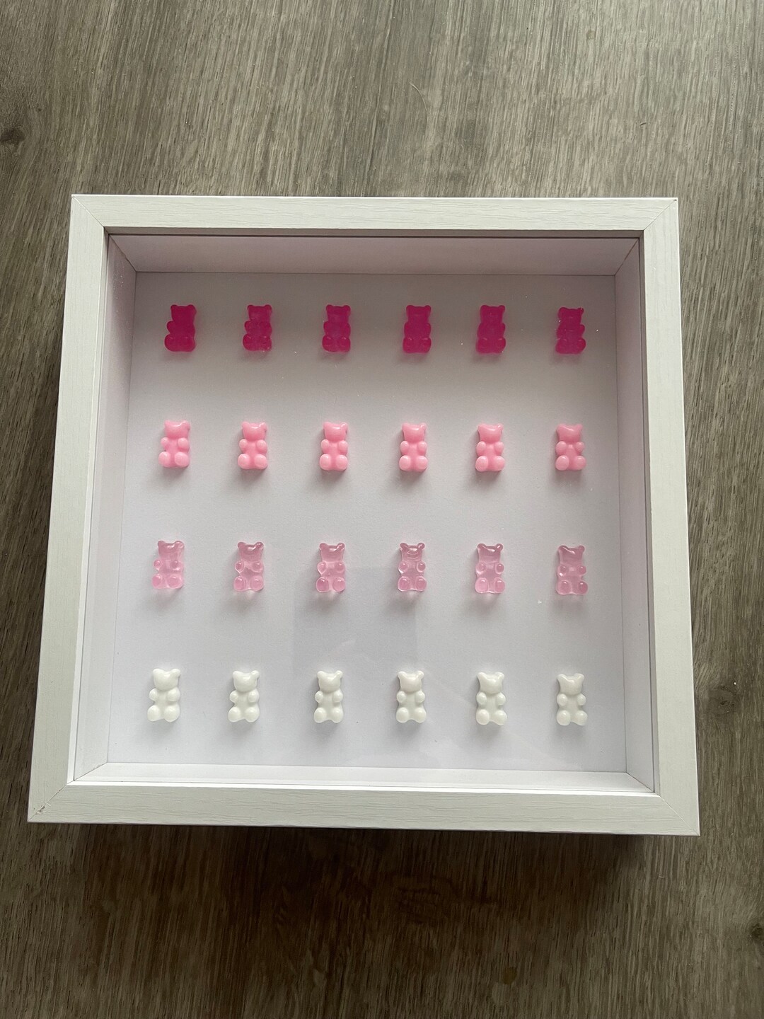 Resin Gummy Bear Wall Art, Pink, White, Wall Decor, Shadow Box Etsy