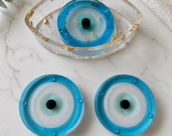 Evil Eye Epoxy Resin Coaster Set with Matching Holder