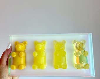 Yellow Gummy Bear Acrylic Wall Art, 3D Resin Bears