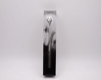 Black & Clear Whimsical Epoxy Resin Mezuzah 5” - Modern Judaica Gift