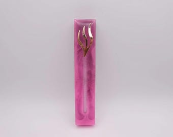 Pink & Black Tie-Dye Epoxy Resin Mezuzah - Handmade Judaica Gift