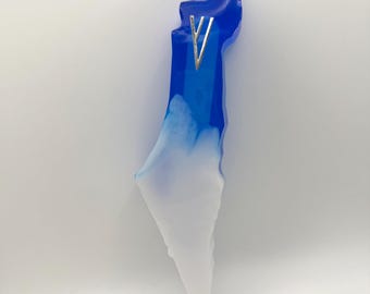 Handmade Israel Map Shaped Epoxy Resin Mezuzah Case