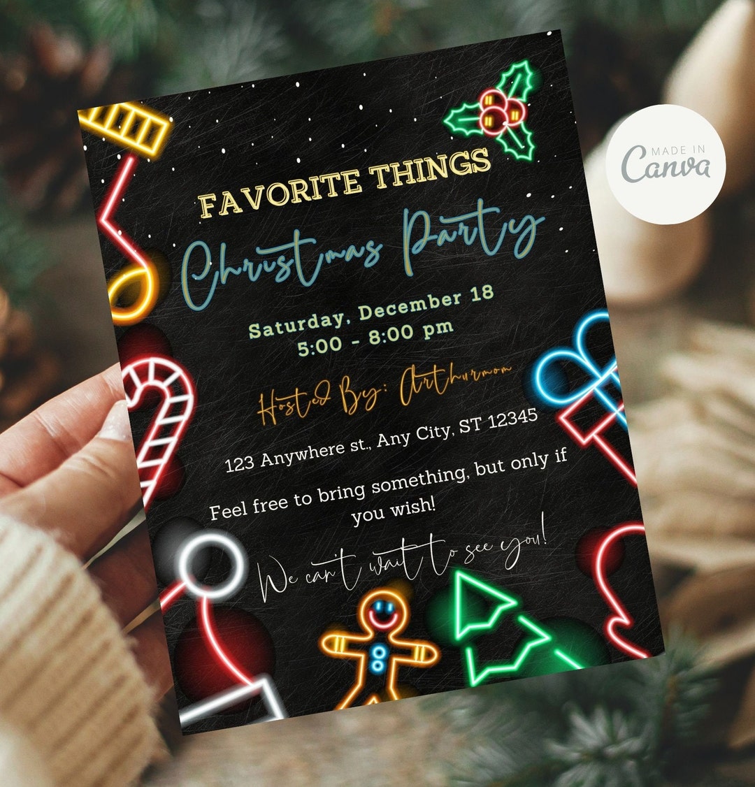 Editable Favorite Things Holiday Party Invitation Holiday - Etsy