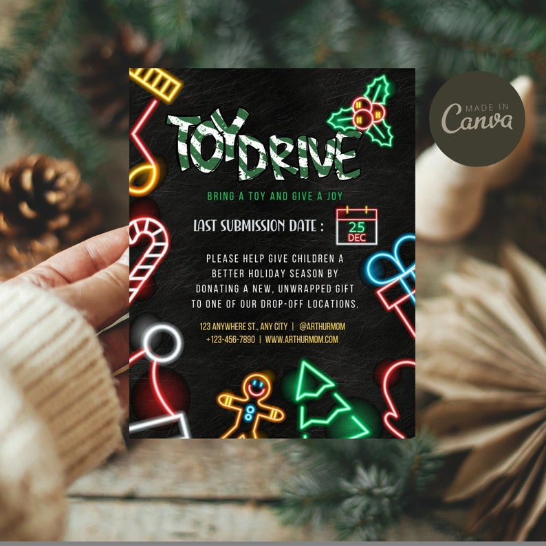 EDITABLE Christmas Toy Drive Flyer Toy Drive Fundraiser Flyer School