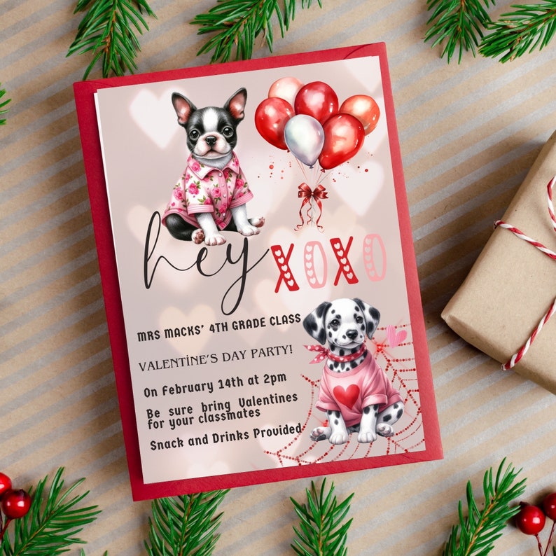 Valentine s Day Class Party Invitation Editable Valentine s Day XOXO Class Party Invite