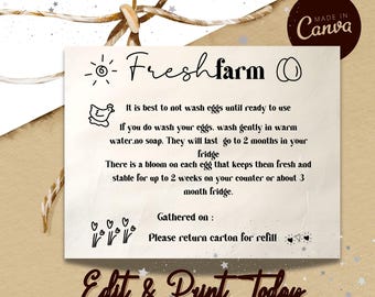 Editable Egg Handling Instructions Sticker Template, Printable Fresh ...