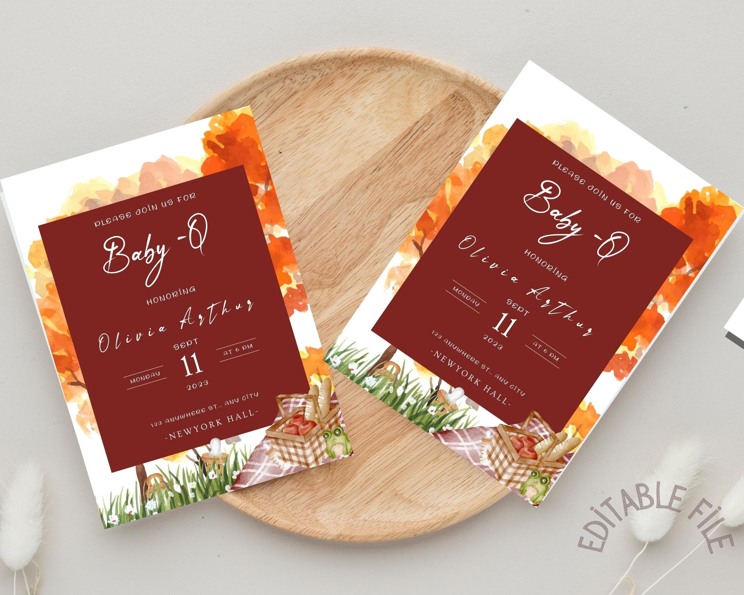 Fall Theme Baby Shower Invitation Gender Reveal Babyq Invite Etsy
