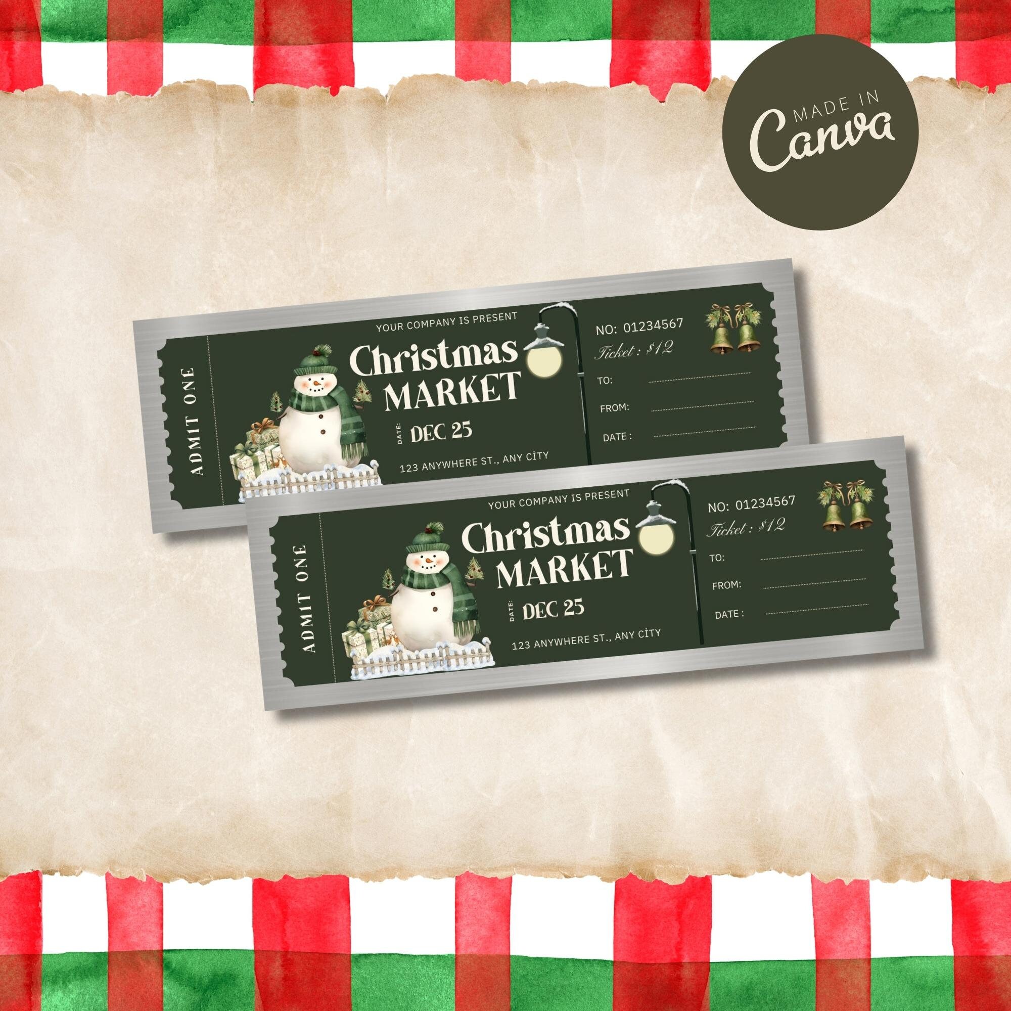 Editable Holiday Event Ticket printable Ticket Templates - Etsy