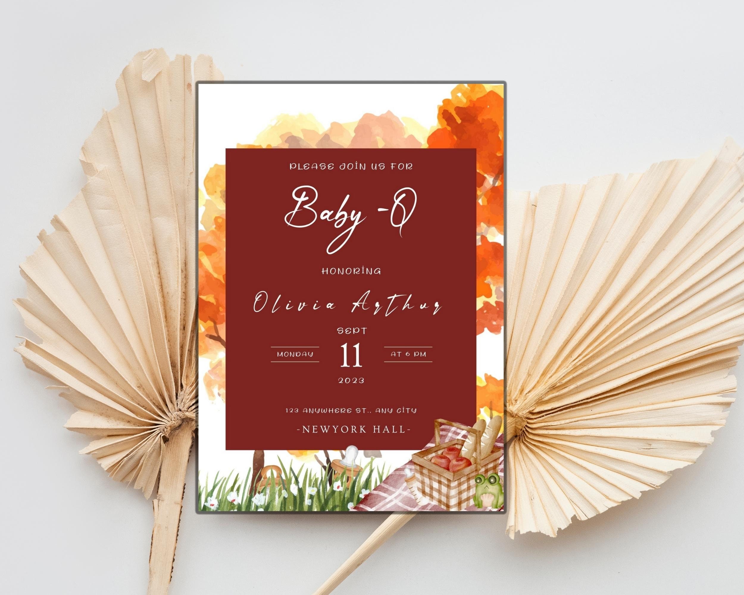 Fall Theme Baby Shower Invitation Gender Reveal Babyq Invite Etsy