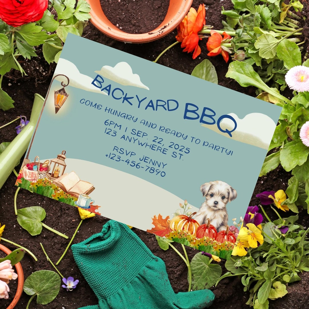 EDITABLE Backyard BBQ Baby Shower Invitation Gender Reveal Baby-q ...