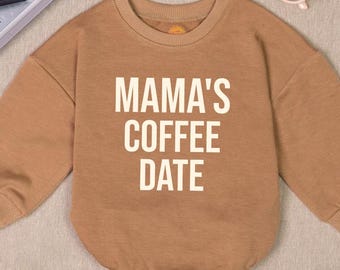 Mom's Coffee Date Baby Romper: Neutral Newborn Bodysuit