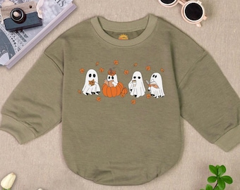 Ghost Reading Book Baby Romper: Bookish Halloween Outfit