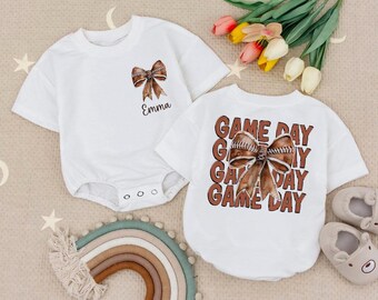 Personalized Game Day Baby Romper: Football Outfit, Custom Name