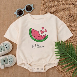 Personalized Watermelon Baby Romper Short Sleeves, Watermelon Baby, Little Watermelon Baby Bodysuit, Fruit Outfit, New Baby, Baby Shower