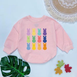 Easter Bunny Stickers Romper Sweater, Happy Easter Day Sweatshirt, Cute Baby Boy Easter Gift, Baby First Easter Clothes, Rabbit Baby Shower