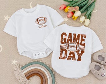 Personalized Football Baby Romper: Game Day Outfit, Soft Fabric