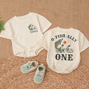 Personalized O-Fish-Ally One Bubble Romper, Little Fishing Romper, Crawl Walk Fish, Fishing Birthday Baby Bodysuit, The Big One Baby Clothes
