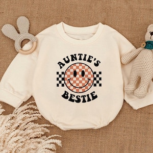 Auntie&#39;s Bestie Romper Sweater, Trendy Aunt Outfit, Cool Auntie Baby Clothing, I Love My Aunt Apparel, Baby Announcement, Baby Shower Gift