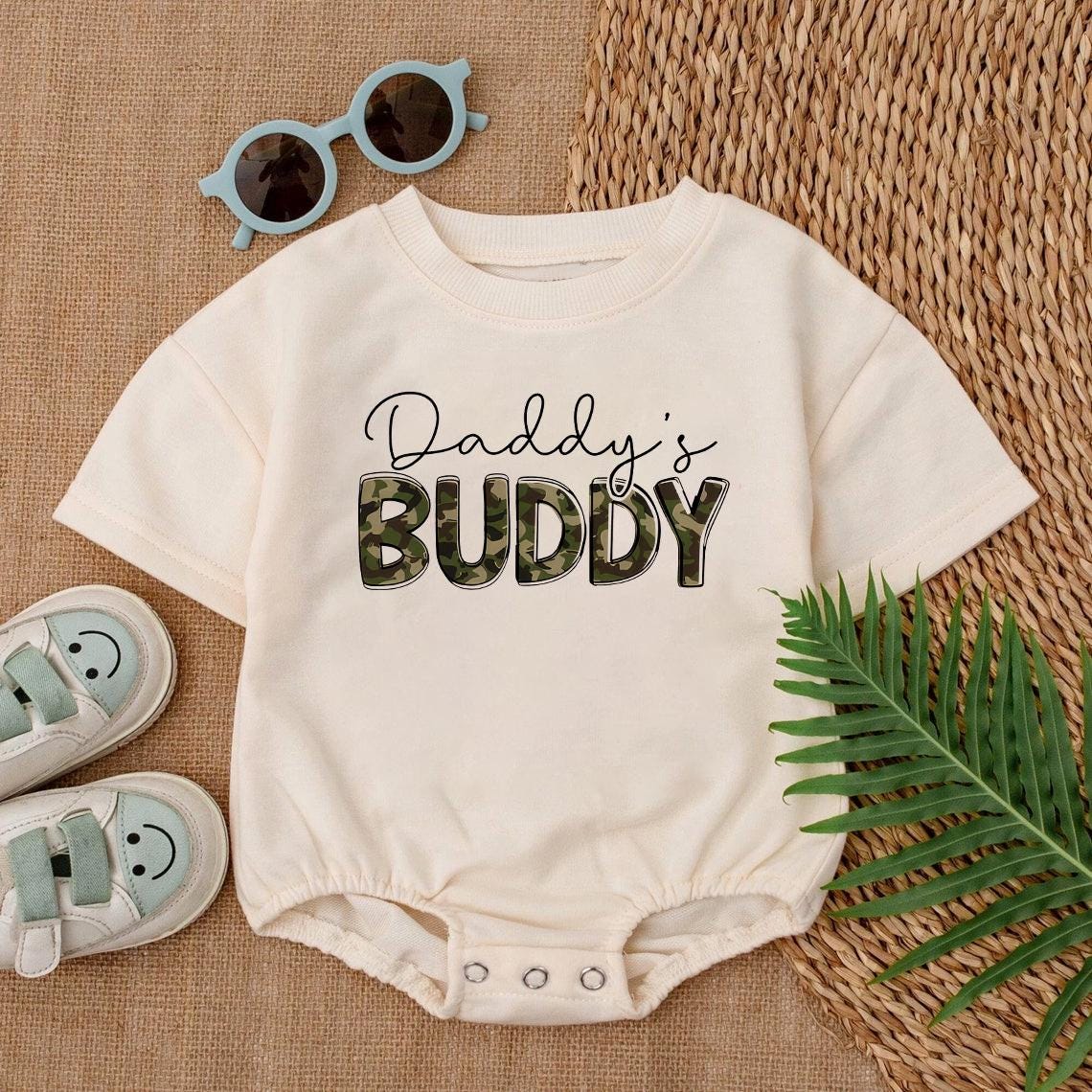Daddy's Buddy Romper, Daddy's Hunting Buddy Baby, Hello Daddy Outfit, Hunting Boy Baby Bodysuit, Baby Camo, Cute Father's Day Baby Shower