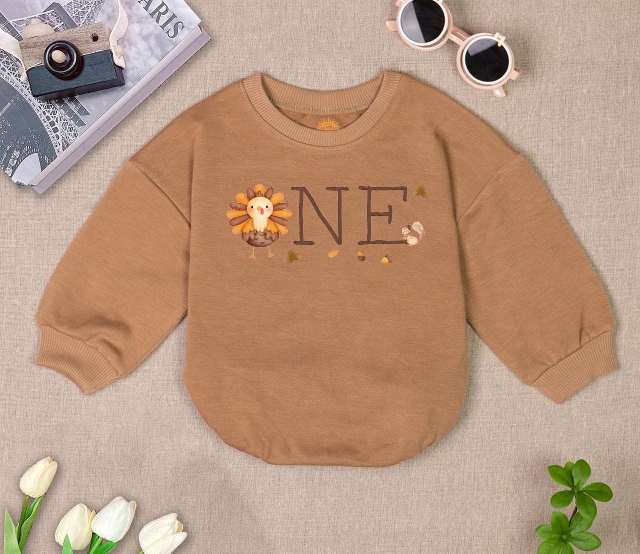 Turkey First Birthday Romper: Thanksgiving Baby Outfit