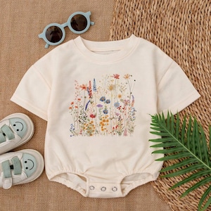 Wildflower Baby Romper: First Birthday Outfit, Spring Clothes