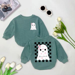 Custom Name Boo Ghost Romper Sweatshirt: Halloween Baby Outfit