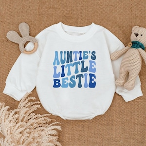 Auntie&#39;s Bestie Baby Romper Sweater, Trendy Aunt Outfit, Cool Auntie Baby Clothing, I Love My Aunt Apparel, Baby Shower, Baby Announcement