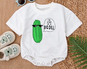 I'm Kind Of a Big Dill Pickle with Sunglasses Baby Romper, Little Pickle Baby Bodysuit, New Mom, Pickles Lover Gift, Cute Pickle Baby Shower