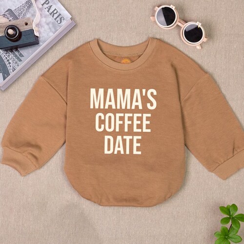 Mom's Coffee Date Baby Romper: Neutral Newborn Bodysuit