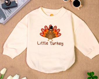 Little Turkey Baby Romper: My First Thanksgiving, Fall Announcement