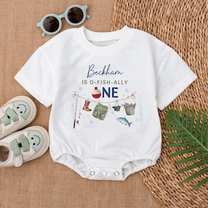 Personalized O-Fish-Ally One Birthday Romper, Fishing First Birthday Outfit, Little Fishing Bodysuit, Big One Baby Clothes, Gender Reveal