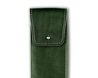 Watch case leather green for 1 watch | Watch Storage Leather Dark Green for Travel | watch pocket