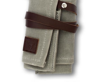 Watch roll Waxed Canvas Hazy-Gray | Watch storage for up to 4 watches | Watch roll gray for travel