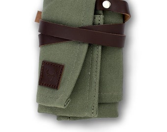 Watch Roll Waxed Canvas Sea Green | Watch Storage for up to 4 Watches | Watch Roll Green for Travel