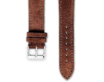 Uhrenarmband Wildleder Whiskey-Braun | Armband Uhren aus Wildleder in Dunkelbraun | 18, 20 und 22mm Breite
