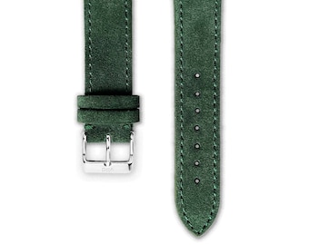 Uhrenarmband Wildleder Tannengrün | Armband Uhren aus Wildleder in Dunkelgrün | 18, 20 und 22mm Breite