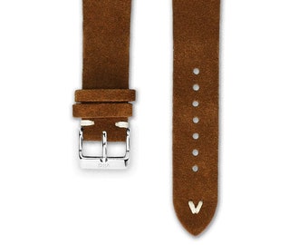Vintage Uhrenarmband Wildleder Walnuss-Braun | Ersatzarmband Uhr aus Wildleder in braun & in Vintage Stil | 18, 20 und 22mm Breite