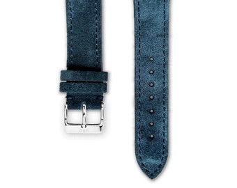Uhrenarmband Wildleder Blau | Armband Uhren aus Wildleder in Dunkelblau | 18, 20 und 22mm Größe