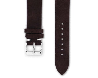 Vintage Uhrenarmband Wildleder Mokka | Ersatzarmband Uhr aus Wildleder in Dunkelbraun & in Vintage Stil | 18, 20 und 22mm Breite