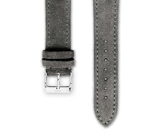 Uhrenarmband Wildleder Grau | Armband Uhren aus Wildleder in Grau | 18, 20 und 22mm Größe